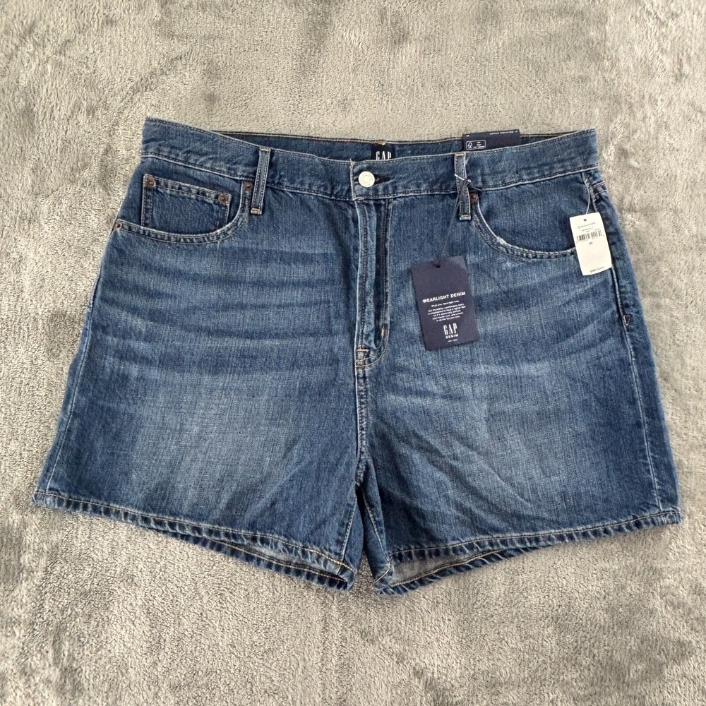 Gap 5" Relaxed Short Womens 32 Wearlight Denim Linen Blend Blue Lightweight NWT